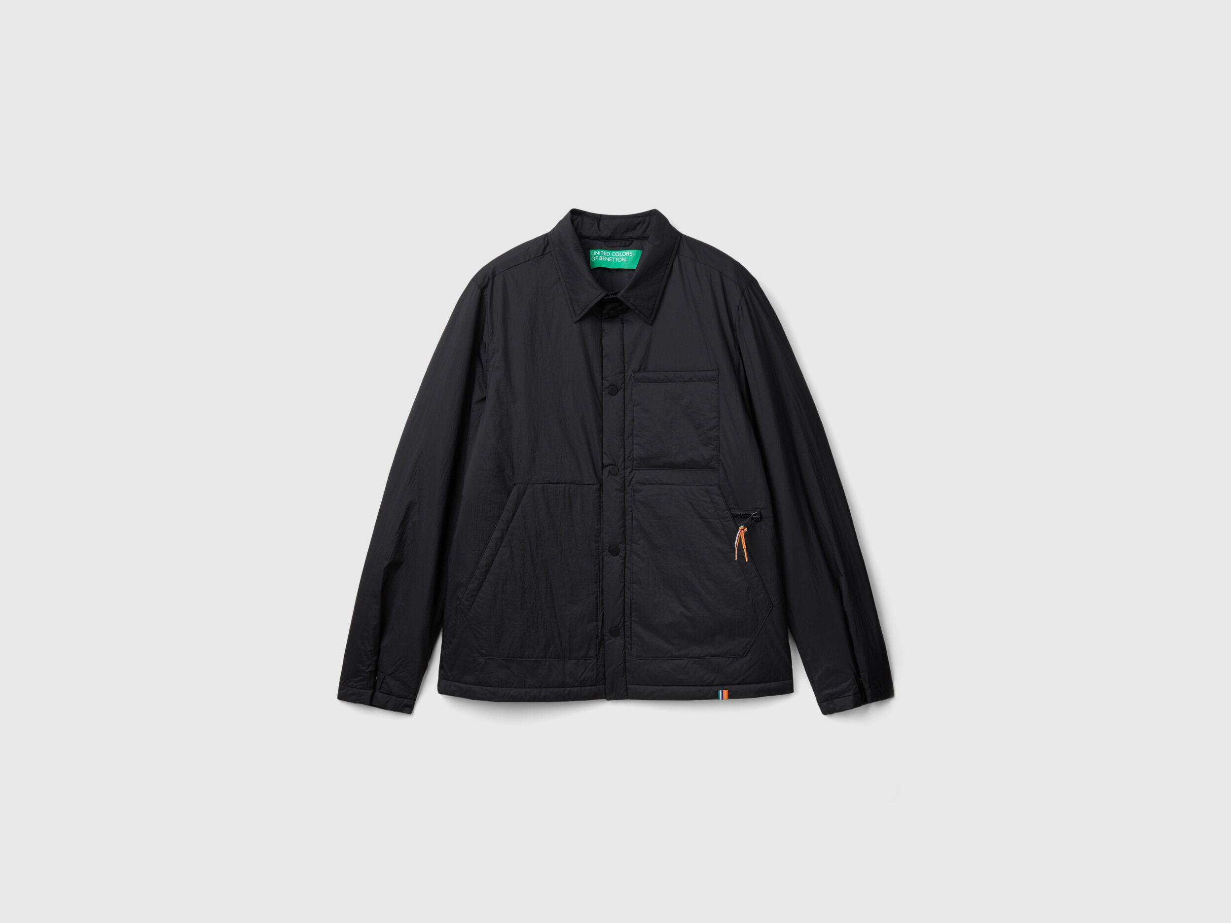 Slim fit nylon jacket - Black | Benetton