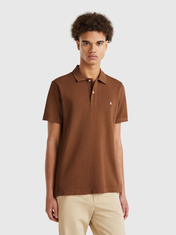 Brown regular fit polo Men