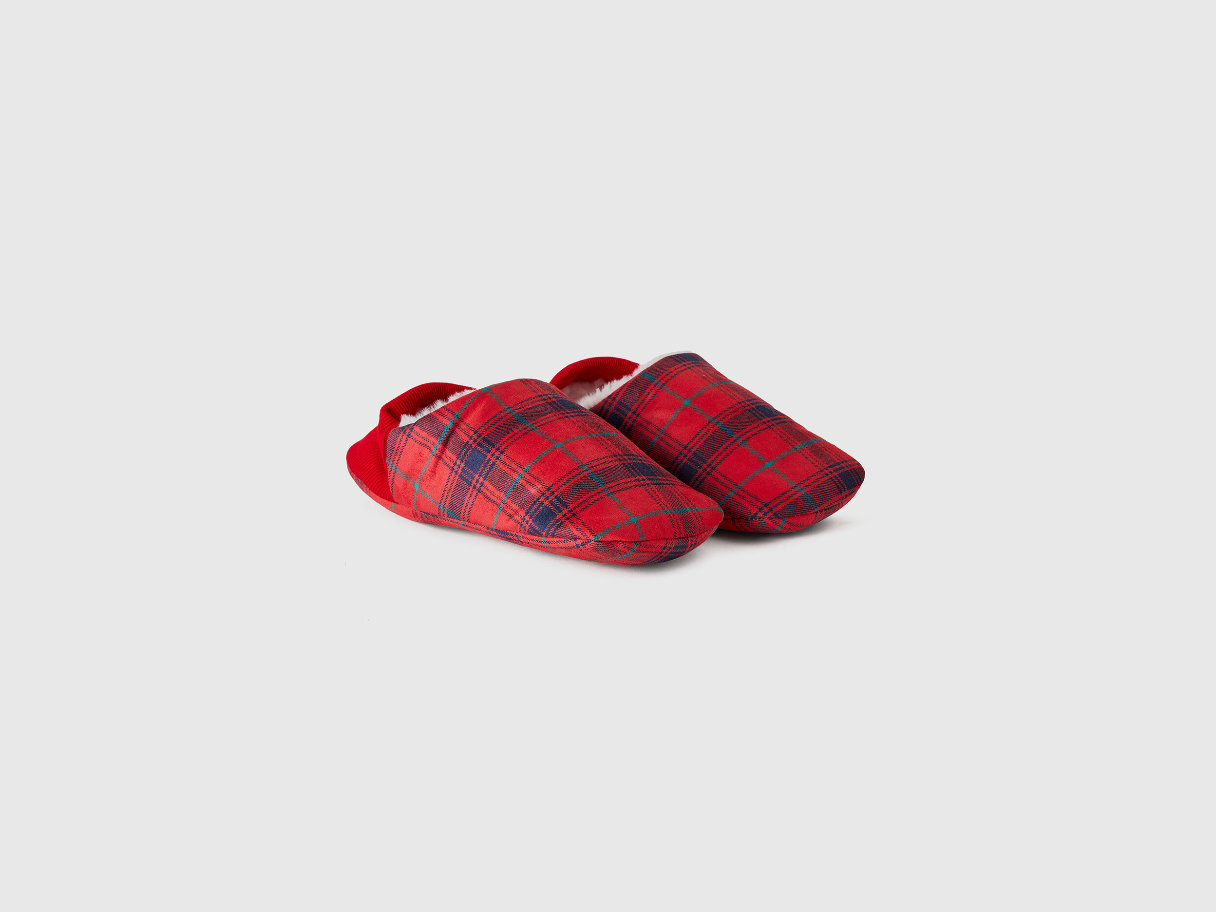 Reversible faux fur slippers Red Benetton