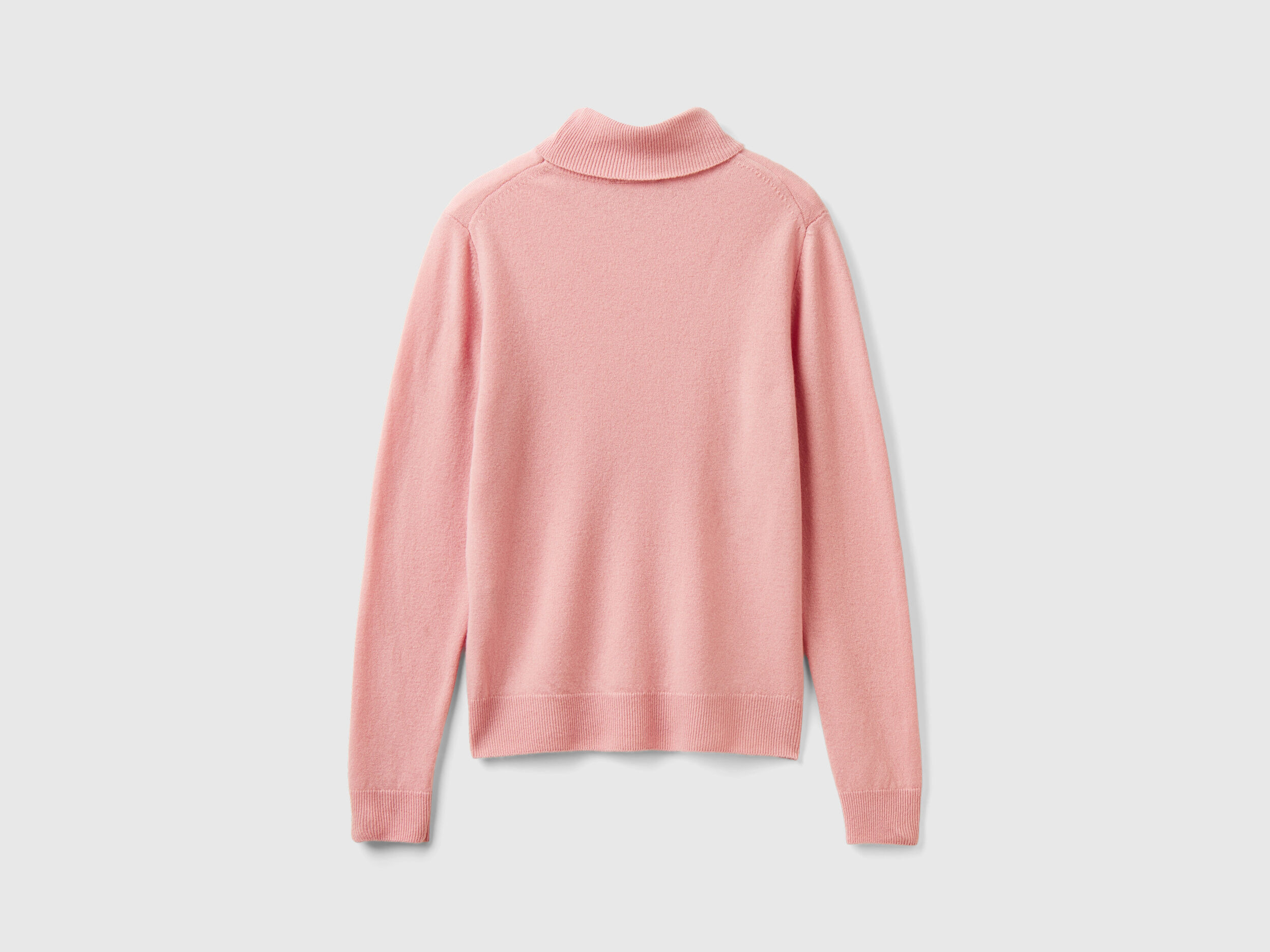 Pink turtleneck sweater in pure Merino wool Pink Benetton