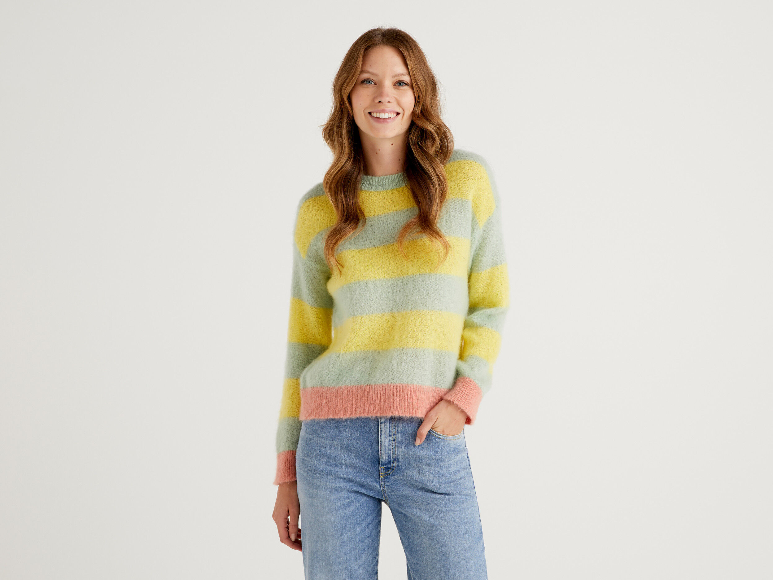 Striped yellow sweater store