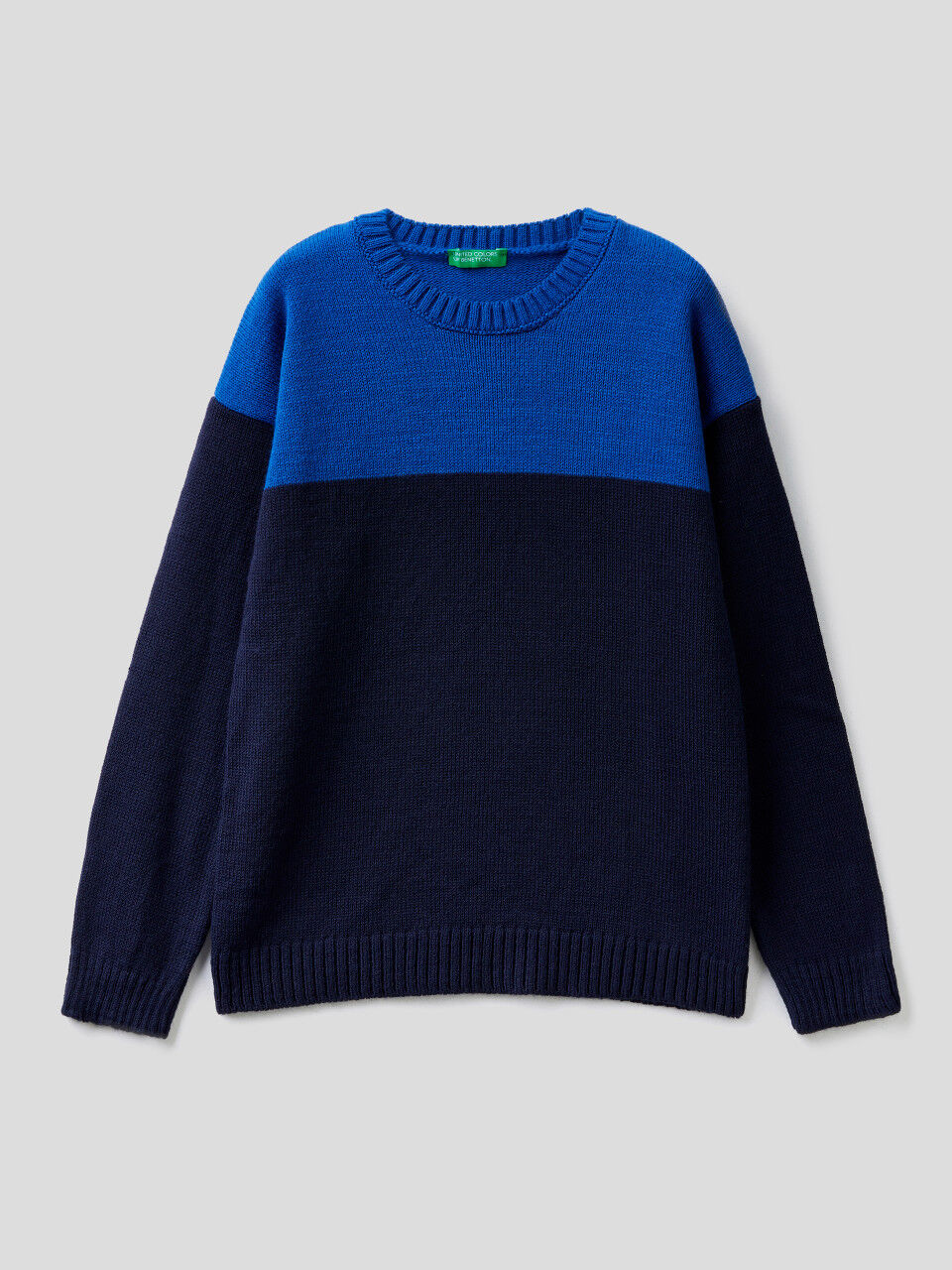 Benetton United Colors of Benetton Boys Blue Geometric Knit Pullover Jumper Size 6-7 Year 