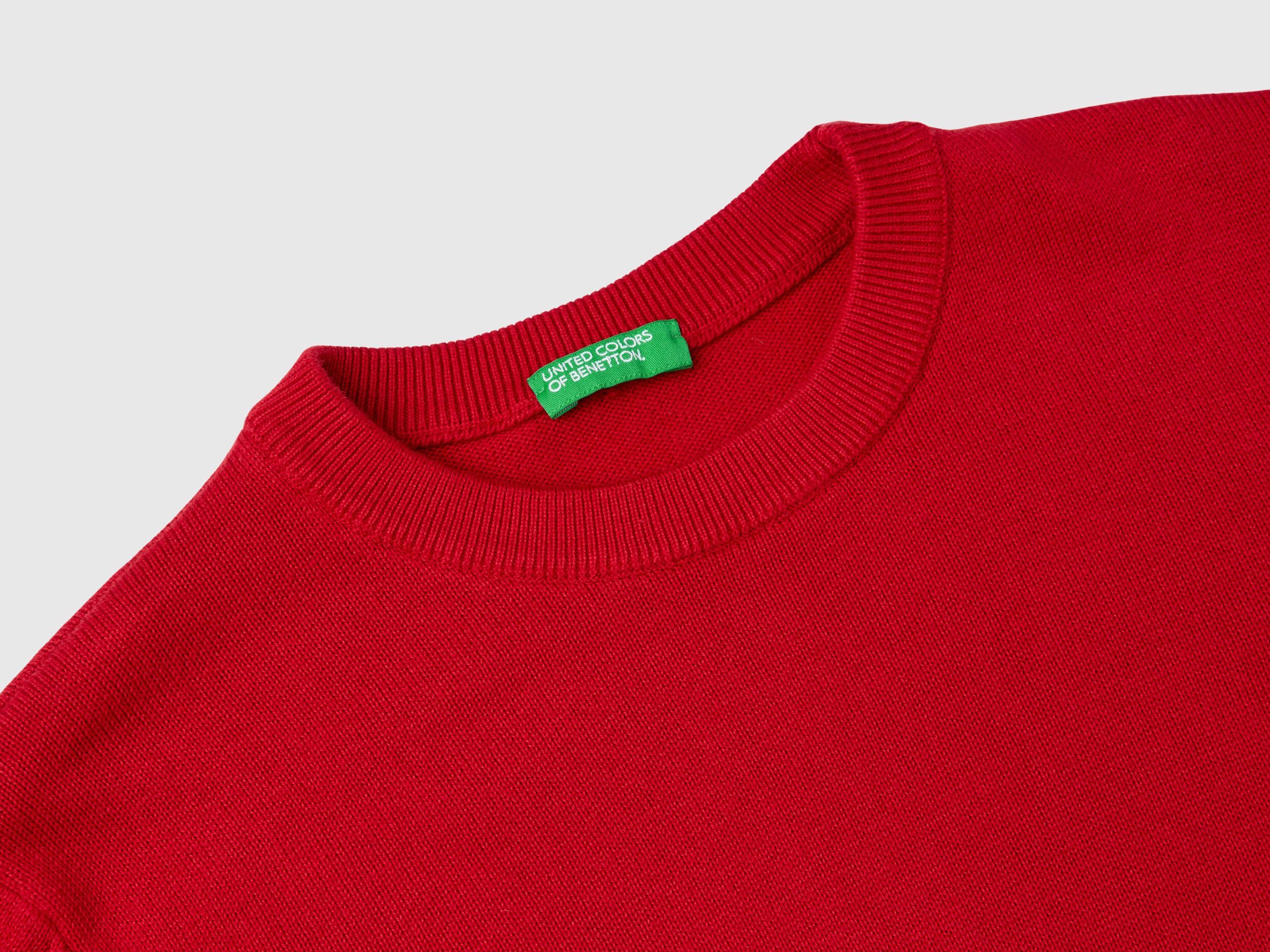 100 cotton crew neck sweater Red Benetton