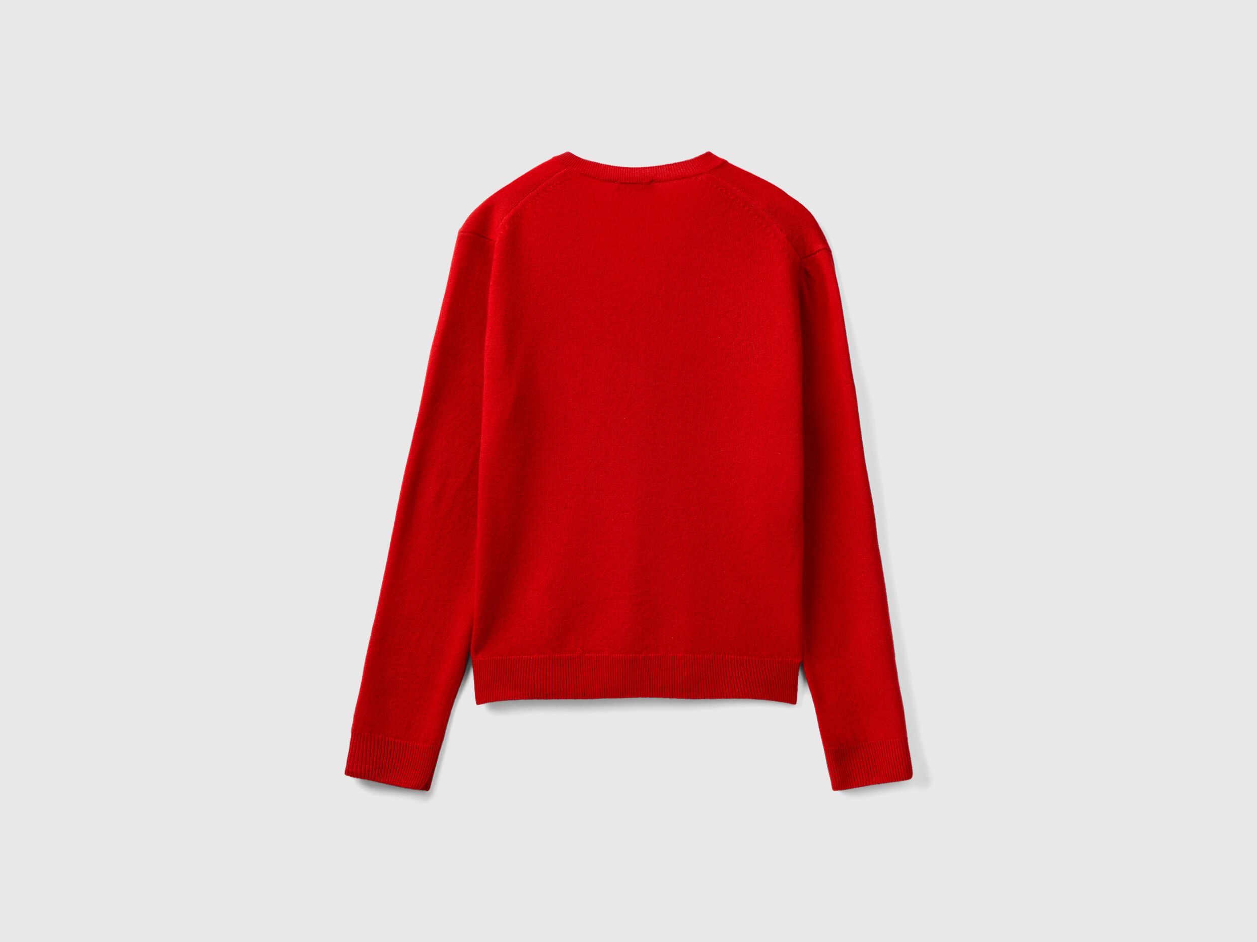 V neck red online sweater