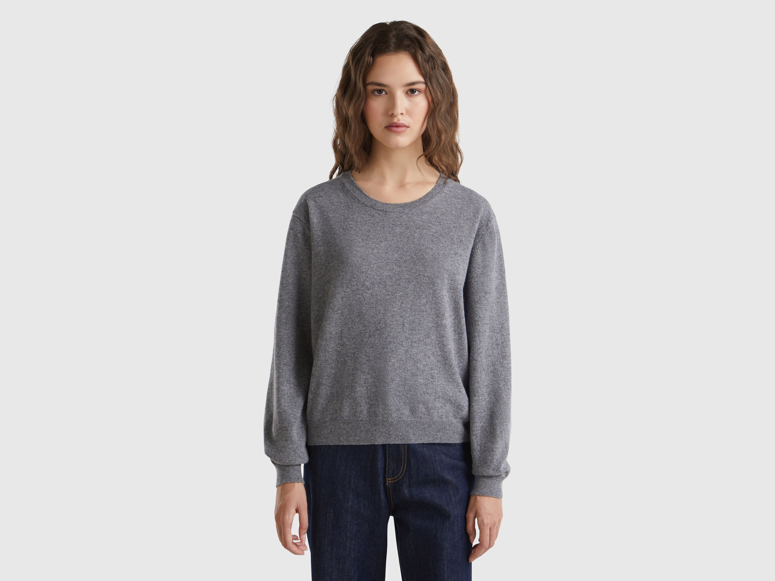 定番のお歳暮＆冬ギフト Relaxed fit pure Merino wool sweater - Gray | Benetton 長袖セーター