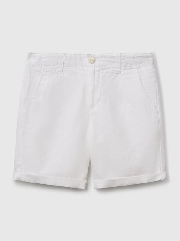 Chino bermudas in pure linen Junior Boy