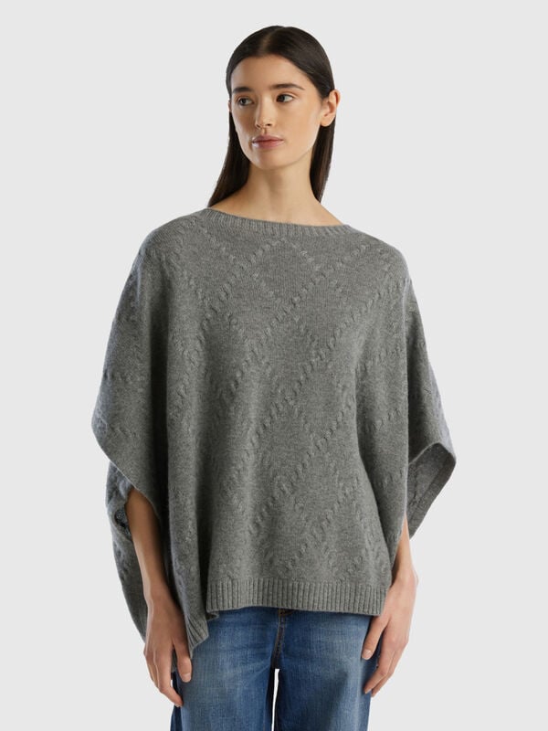 Diamond cape in pure cashmere Women