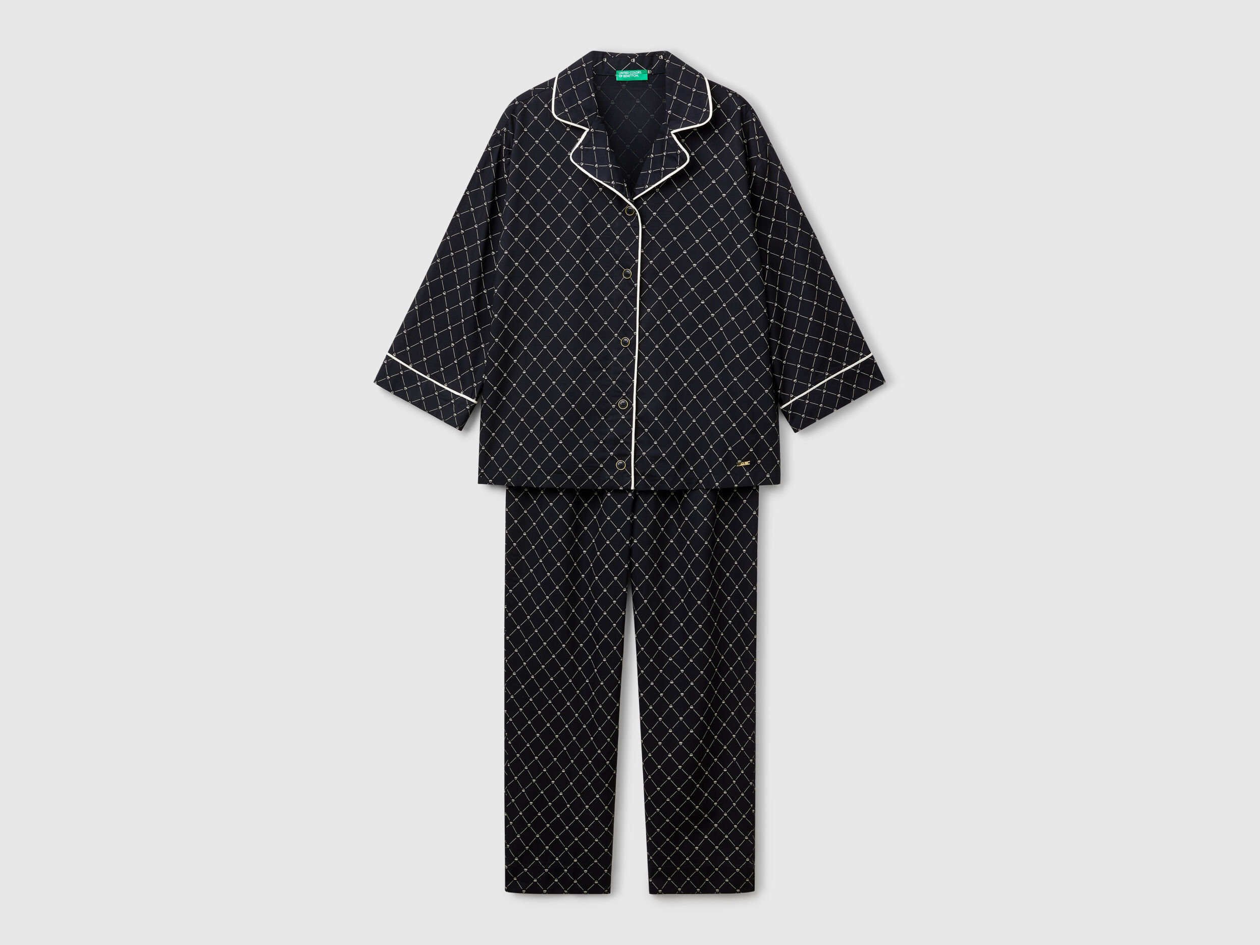 Flowy pyjamas with print - Black | Benetton