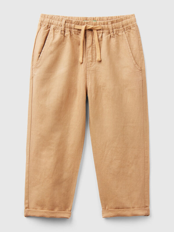 Trousers in linen blend with drawstring Junior Boy
