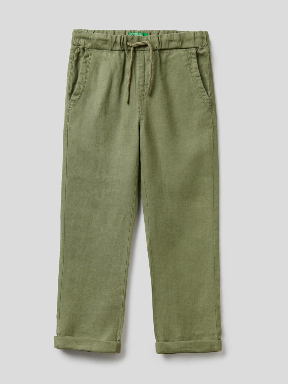 100% linen trousers with drawstring image number null