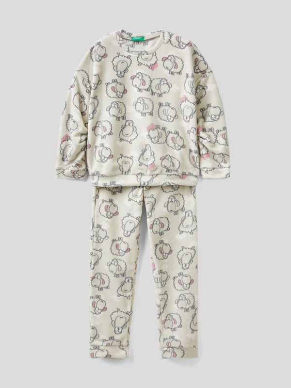 Pijama polar con estampado de ovejas Niña
