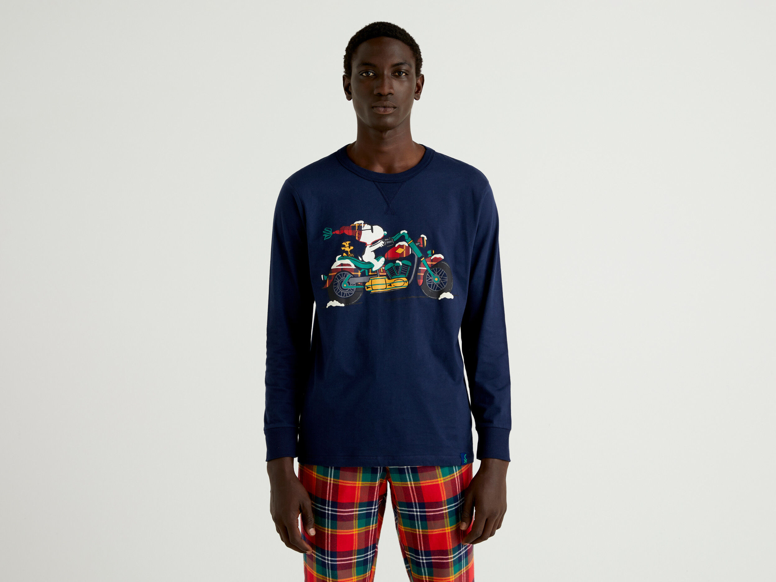 Snoopy top in long fiber cotton Dark Blue Benetton