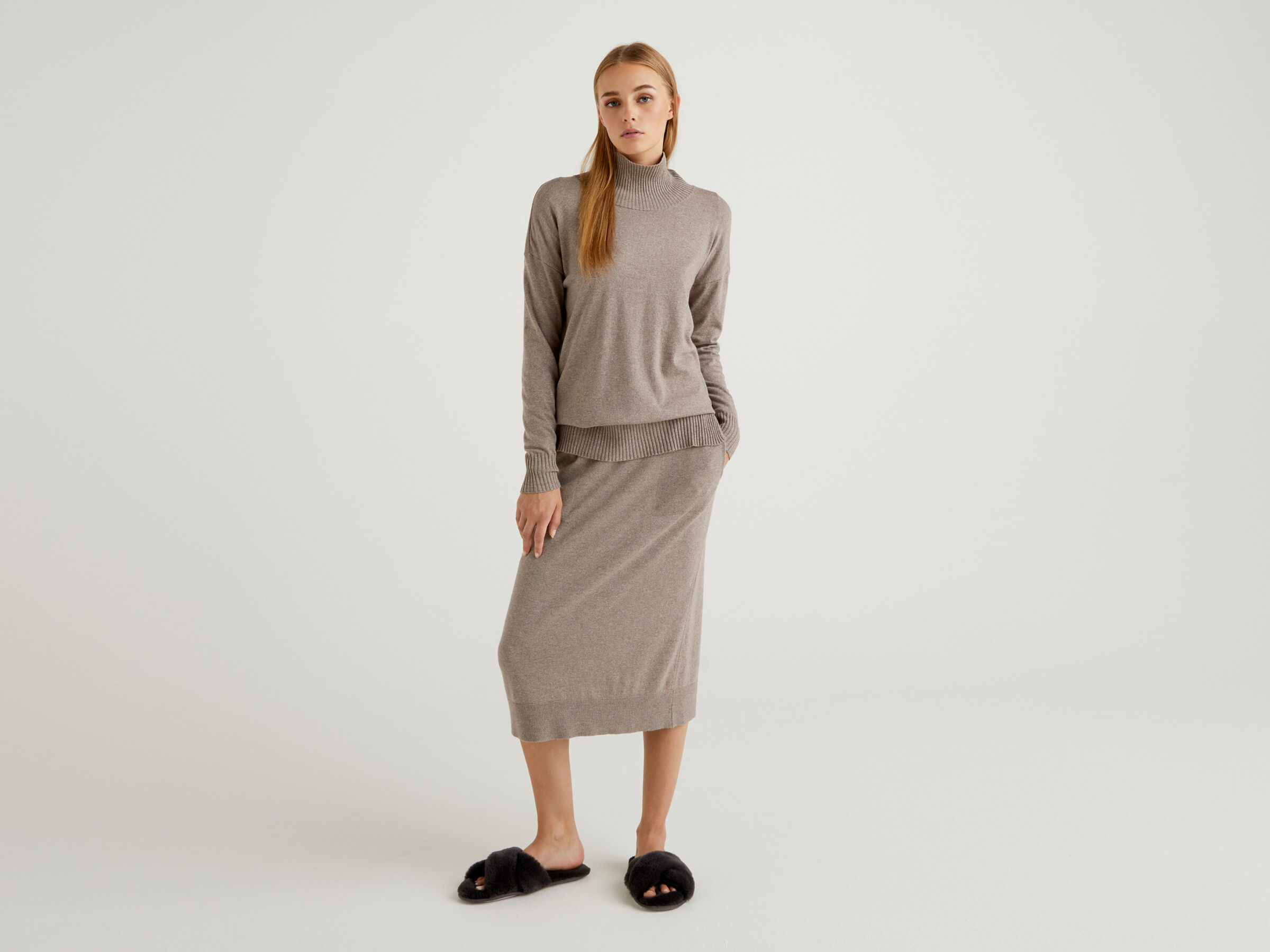 Skirt in silk and cashmere blend image number 3