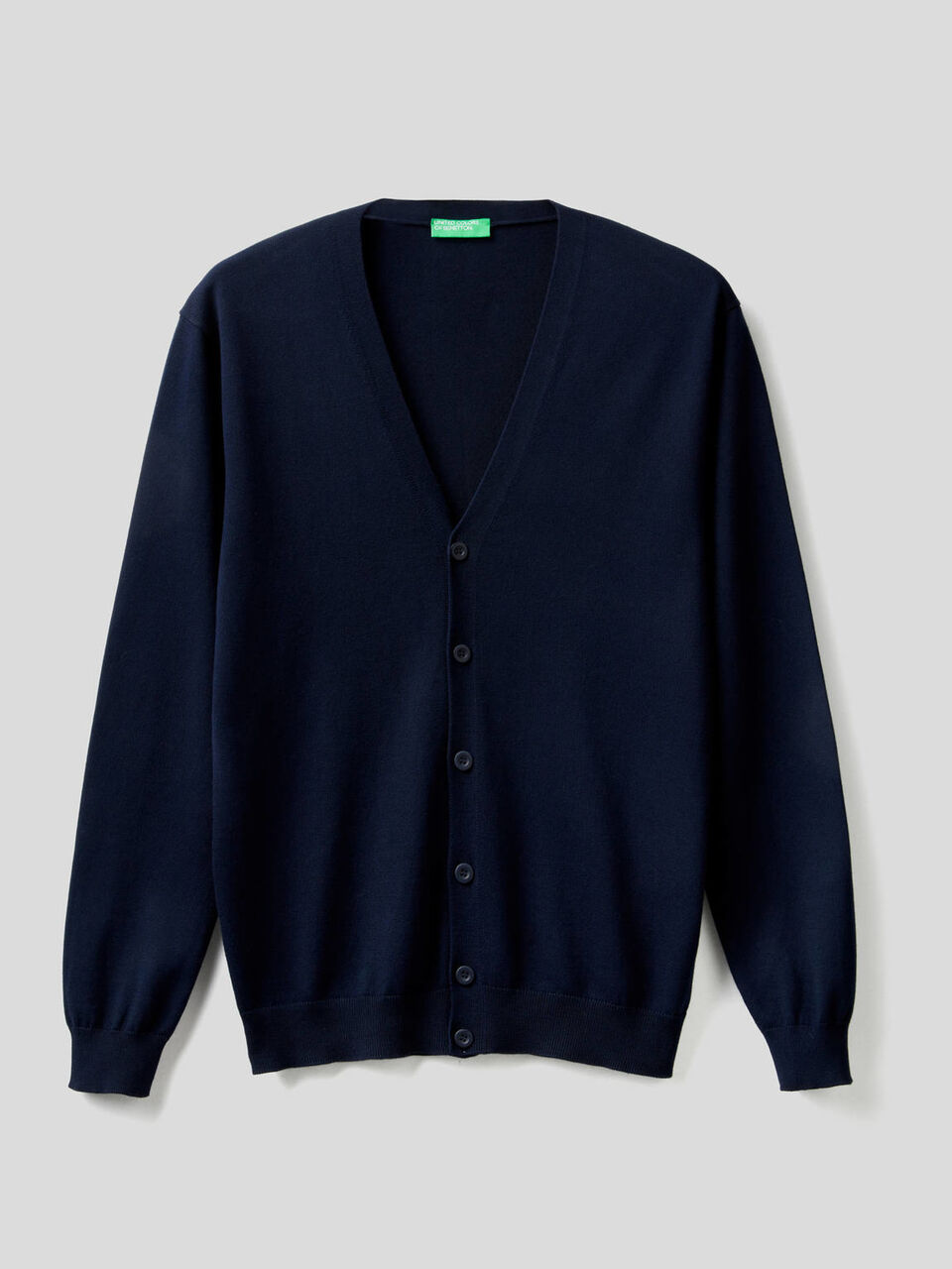 Cardigan in 100% cotton with V-neck - Dark Blue | Benetton