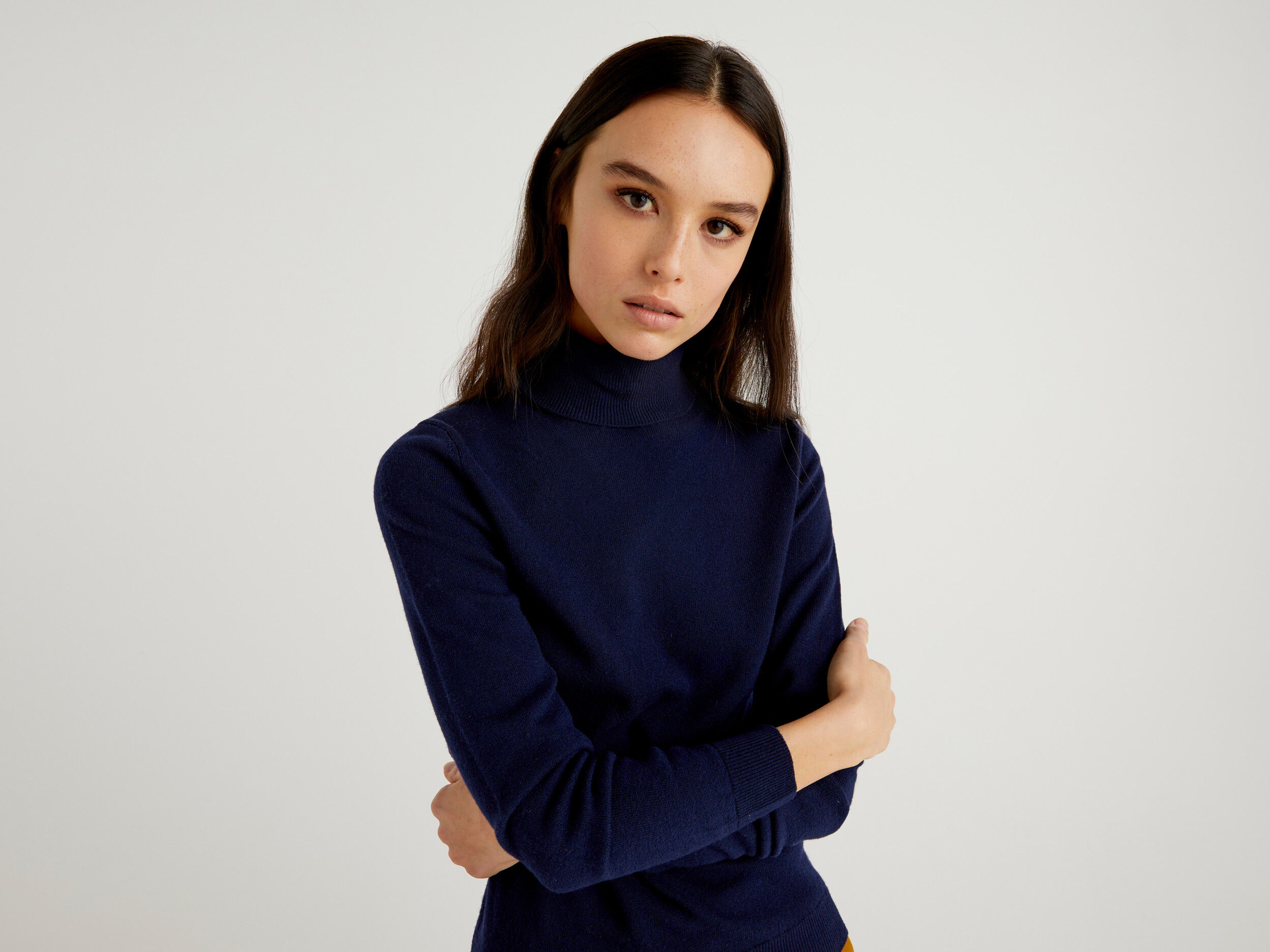 navy blue mock turtleneck sweater