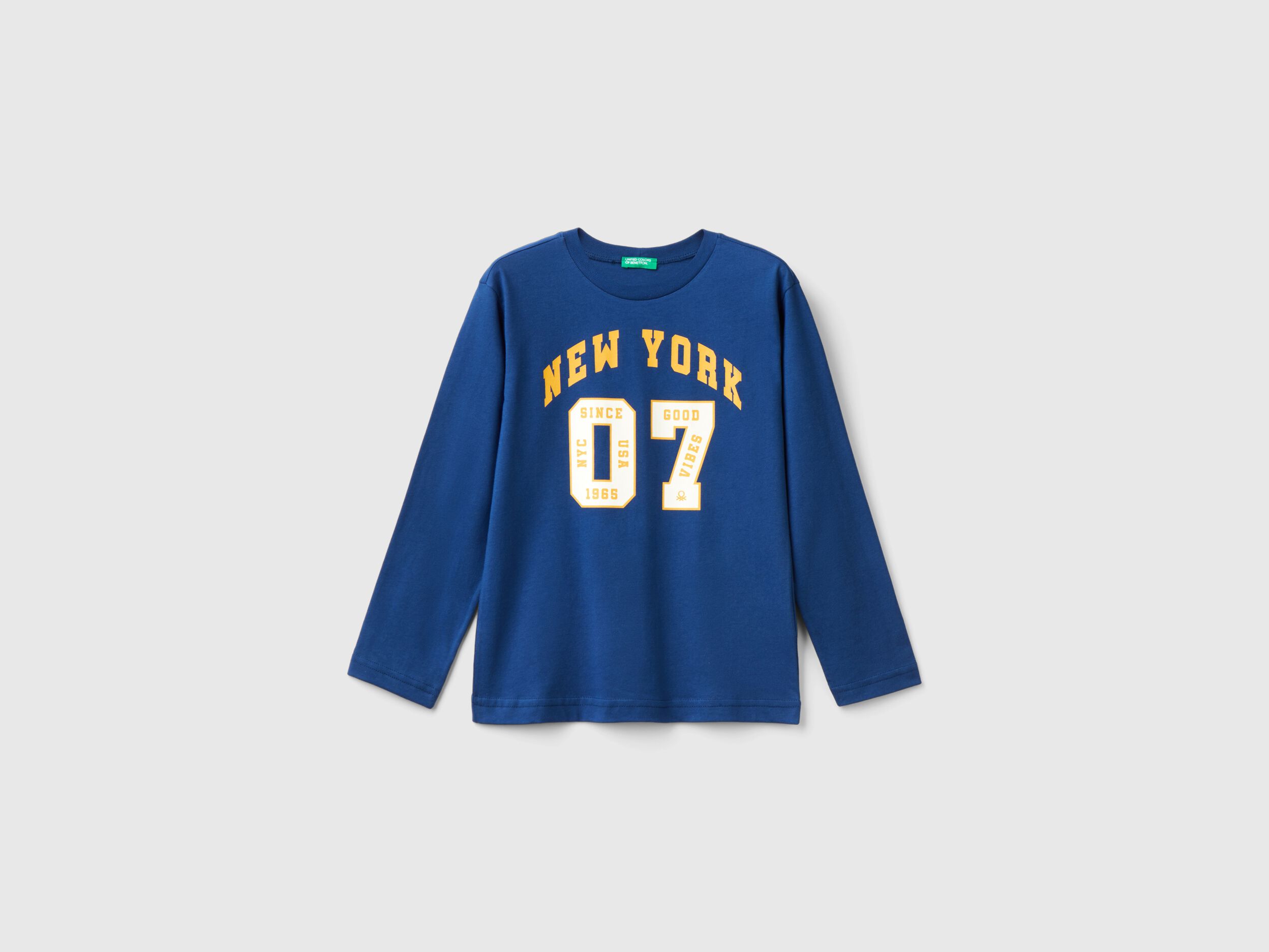 College style long sleeve t-shirt - Blue | Benetton