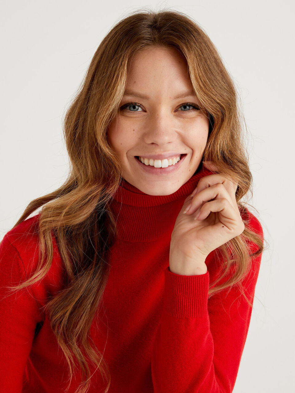 Red turtleneck in pure Merino wool - Red