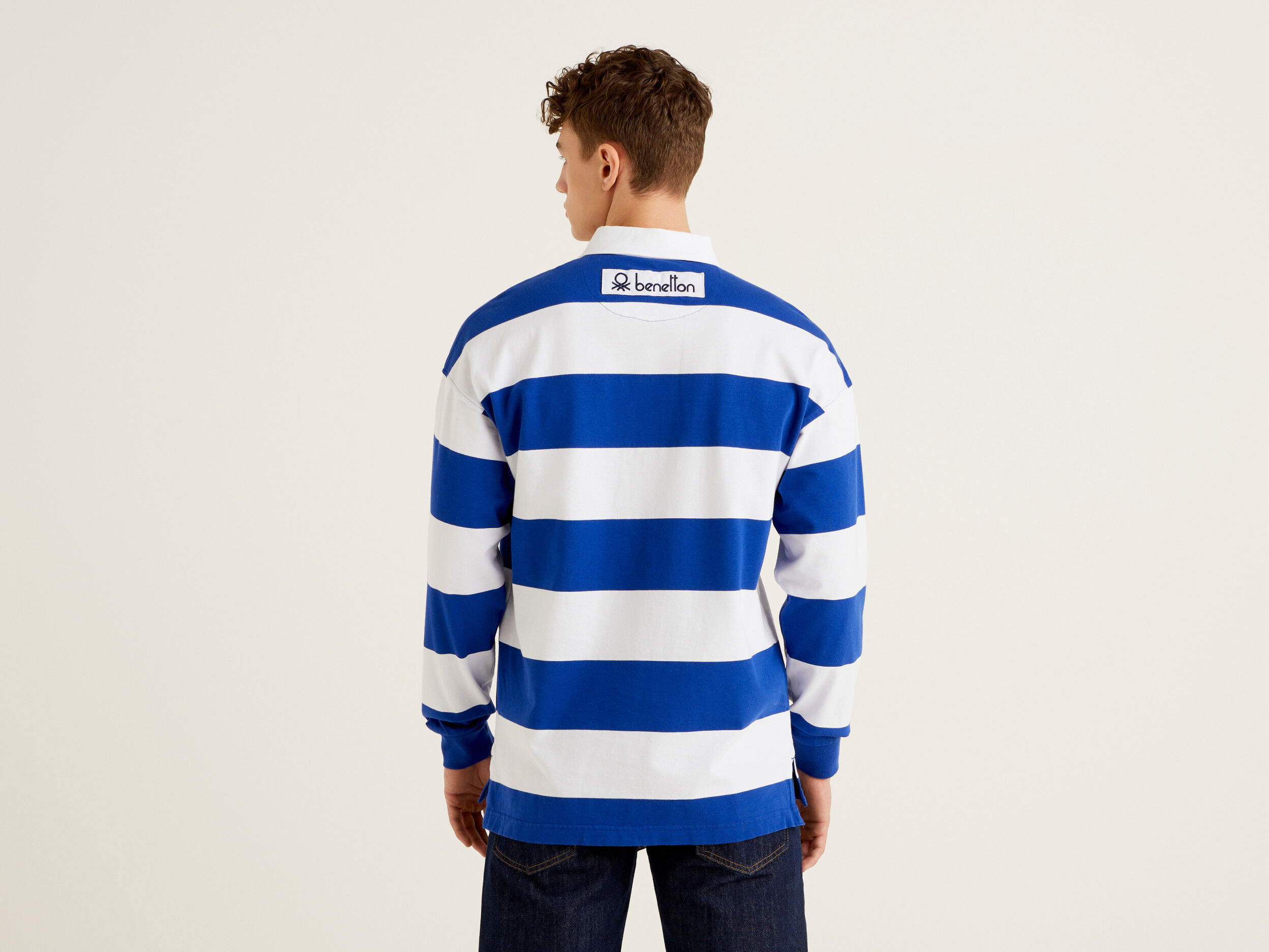 Benetton striped rugby polo store
