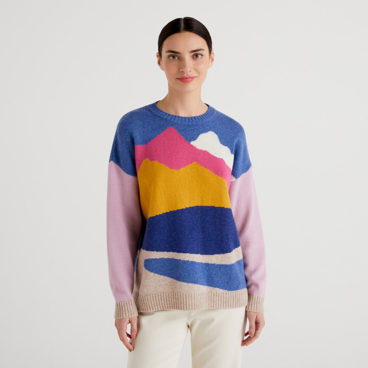 Jacquard winter sweater Blue Benetton