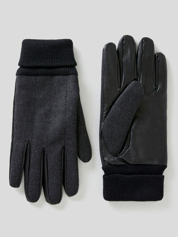 Gloves in leather and fabric Men