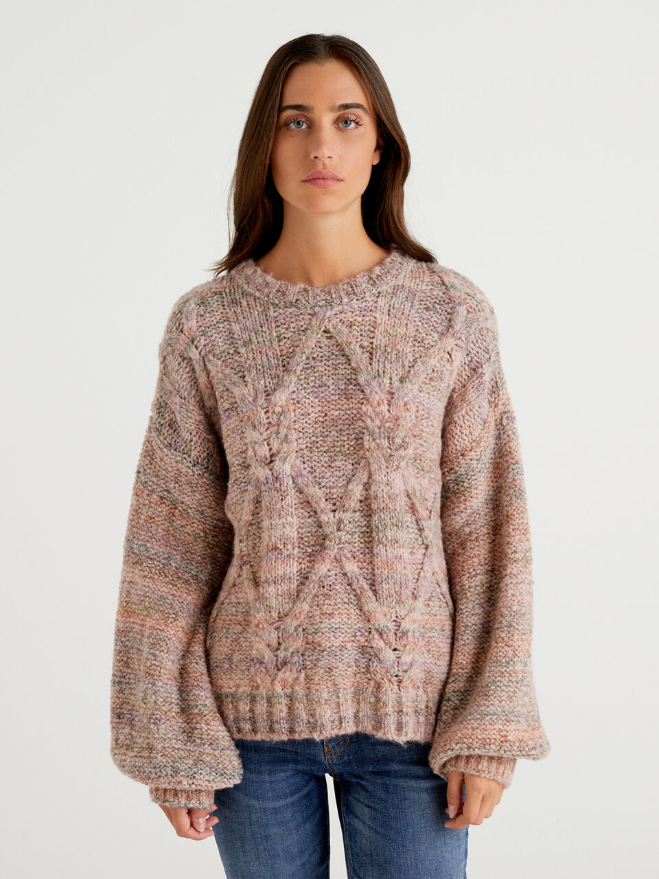 Multicoloured jacquard boxy-fit sweater