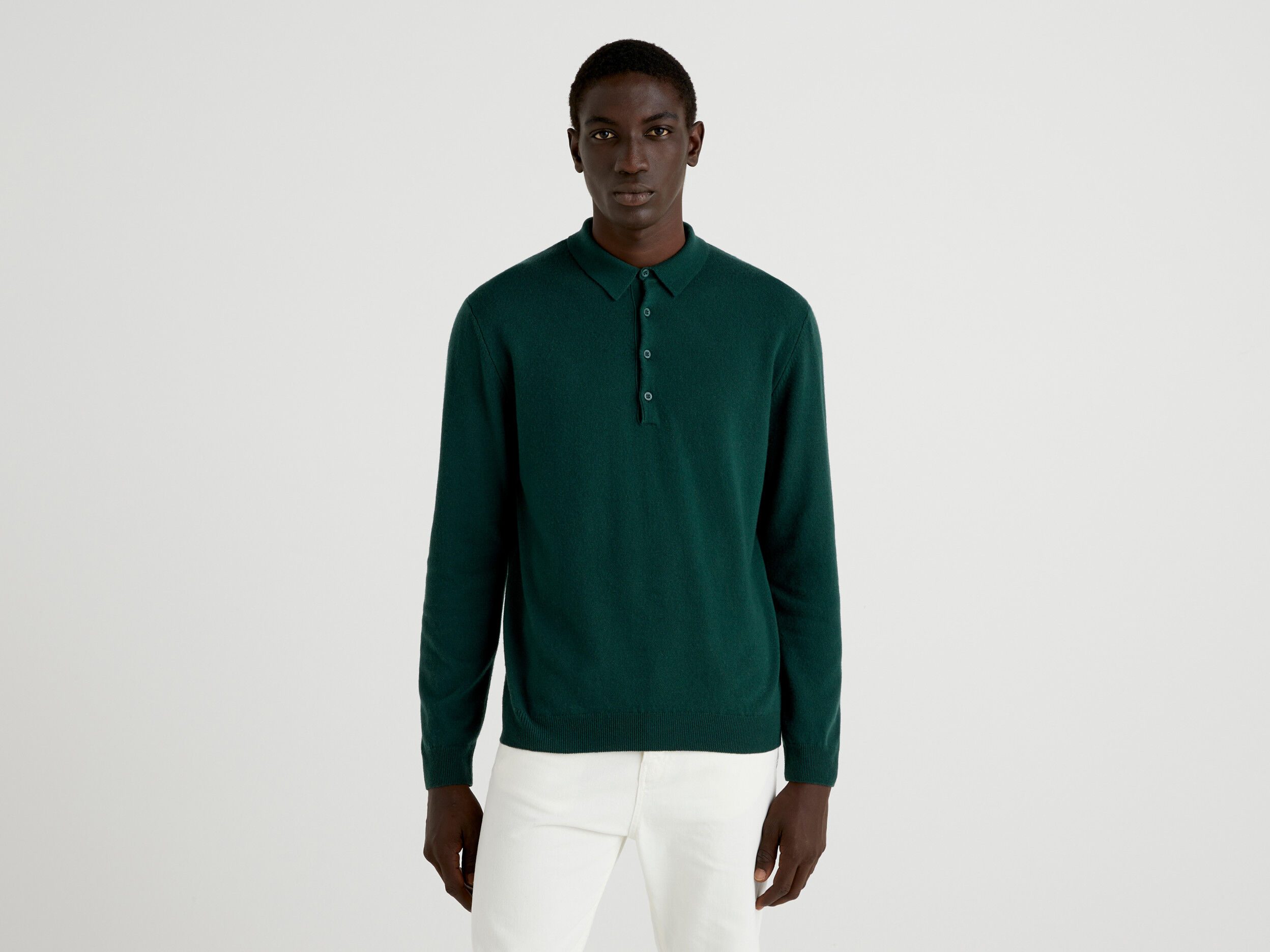 Polo in pure Merino wool Teal Benetton