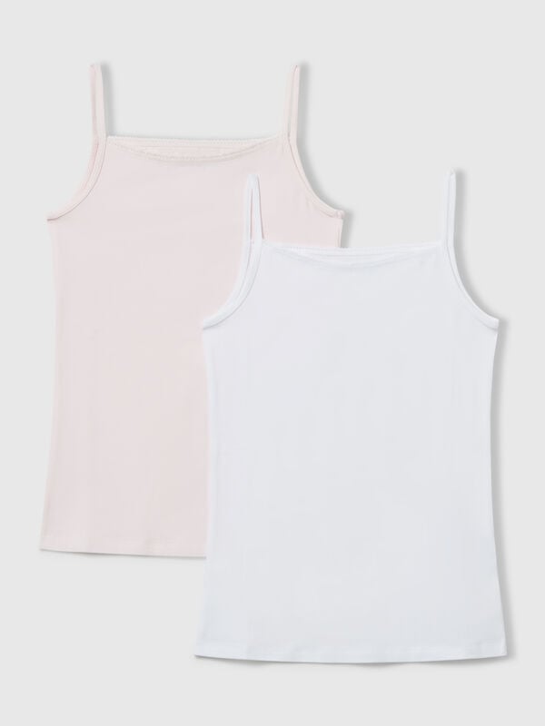 Two camisoles in stretch cotton Junior Girl