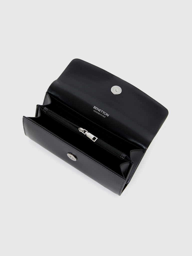 Large wallet in imitation leather - Black | Benetton