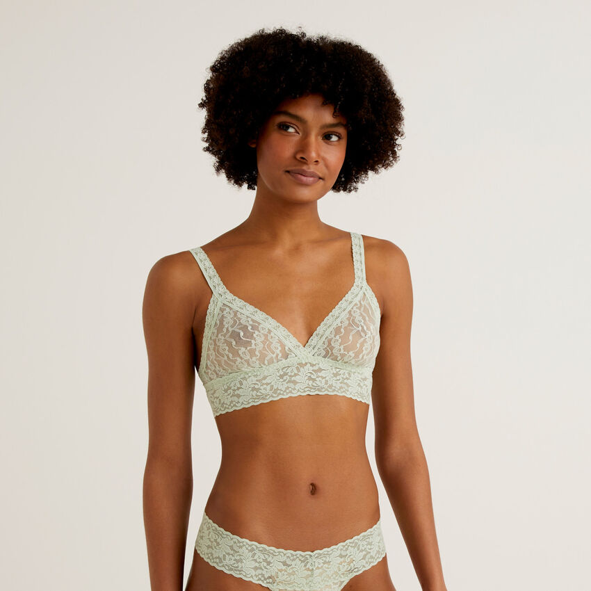 Bralette in sustainable stretch lace - Light Green