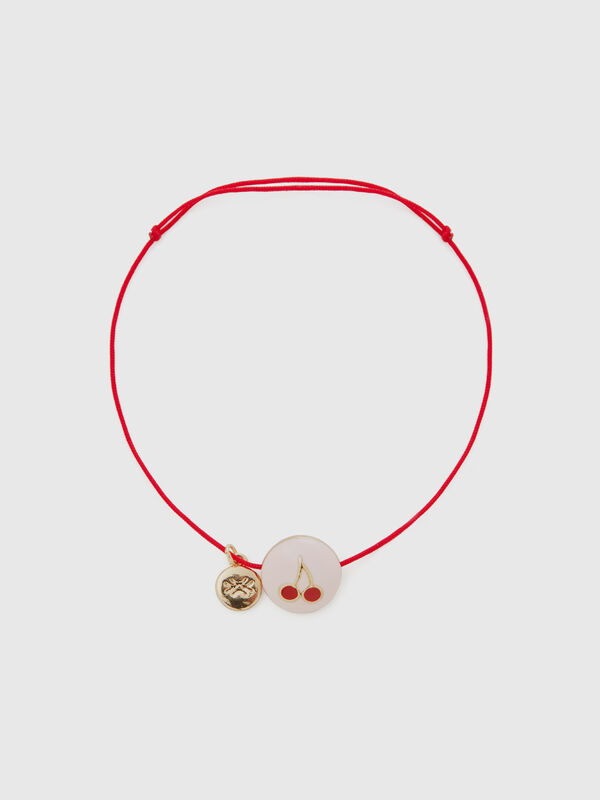Light pink bracelet with cherry pendant Women