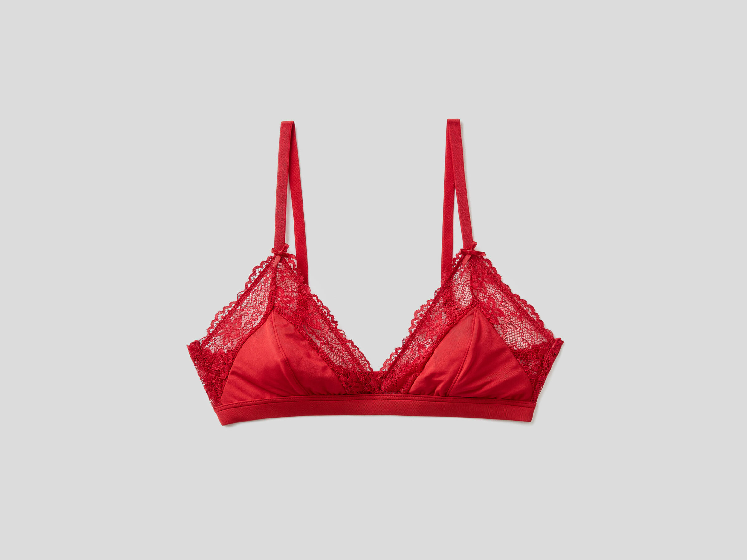 Triangle bra in charmeuse with lace image number 3