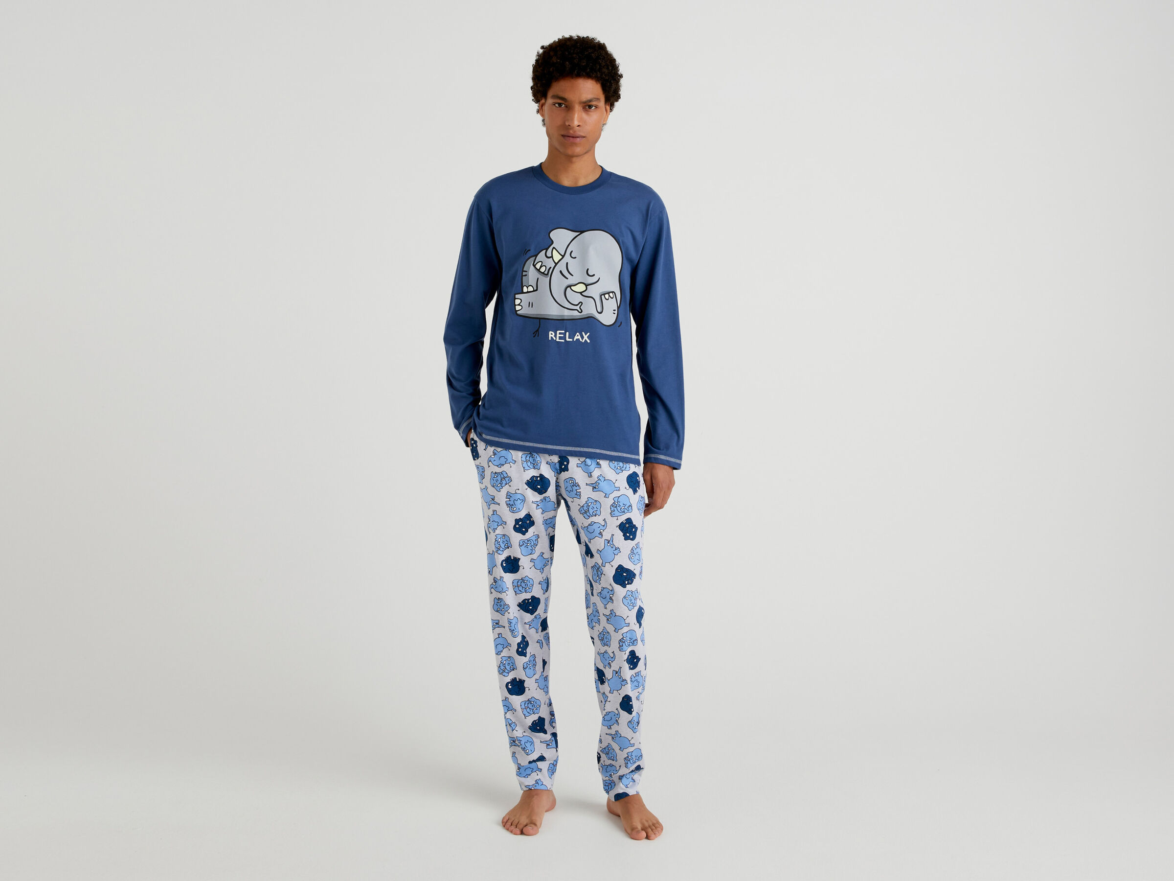 kandidaat Adviseur elkaar Pyjamas with print in warm cotton - Dark Blue | Benetton