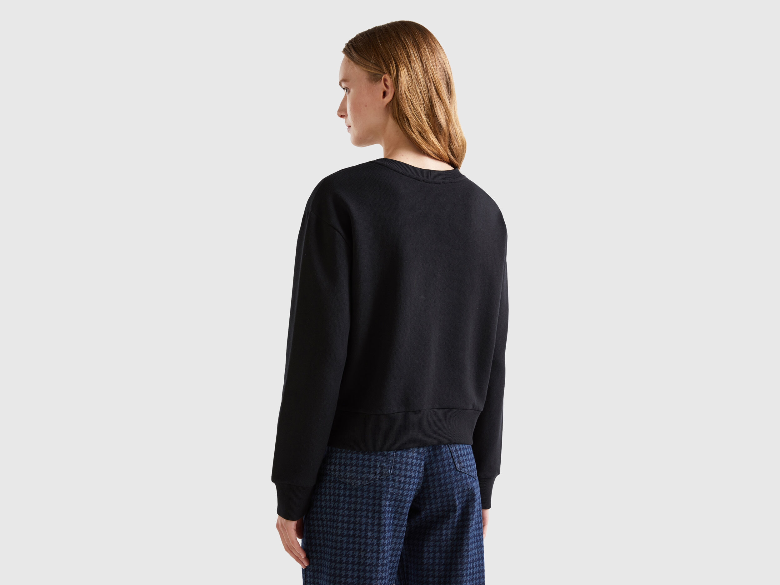 Pullover sweatshirt with logo print Black Benetton