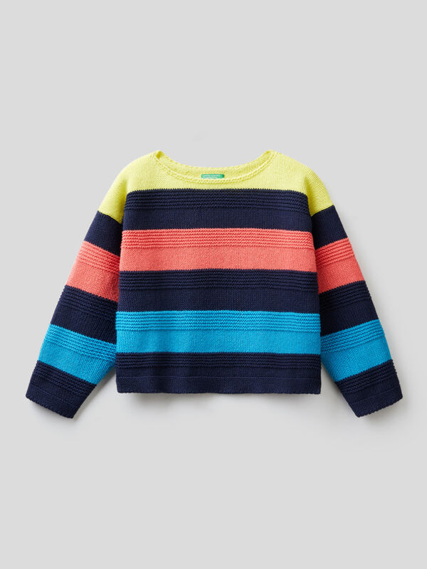 Striped sweater in tricot cotton Junior Girl