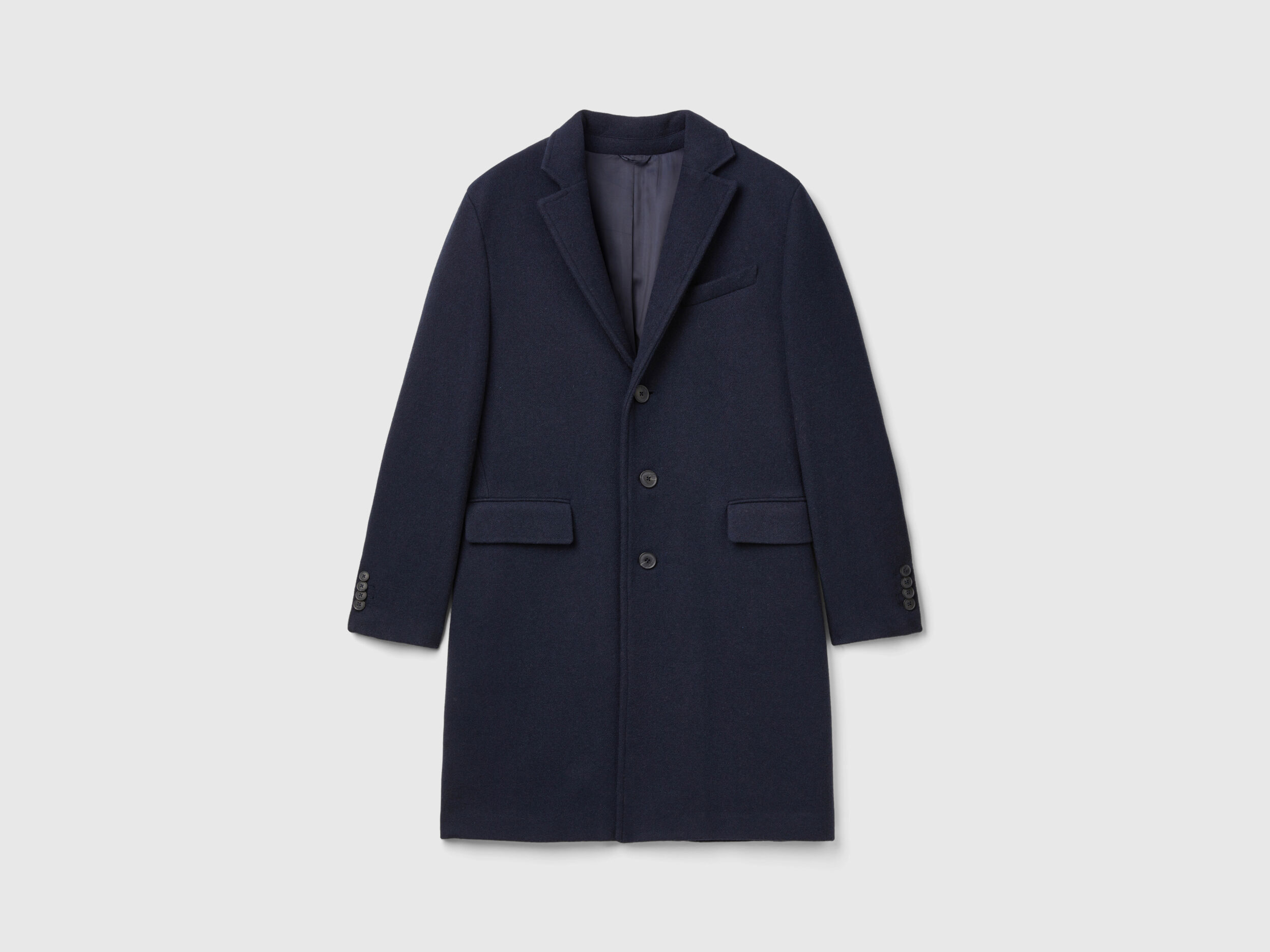 Lined coat in wool blend Dark Blue Benetton