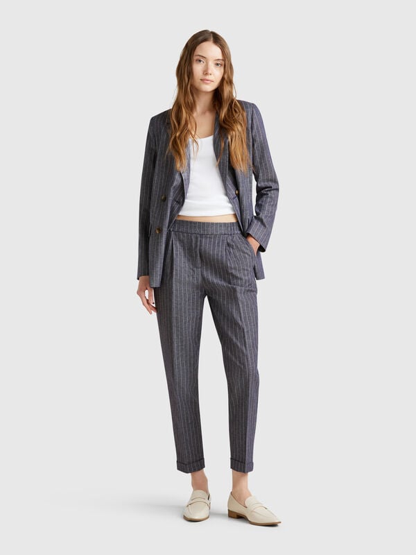 Regular fit pinstriped trousers Women
