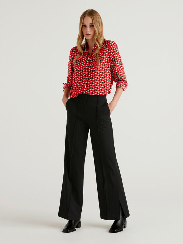 High-waisted trousers with slits Women