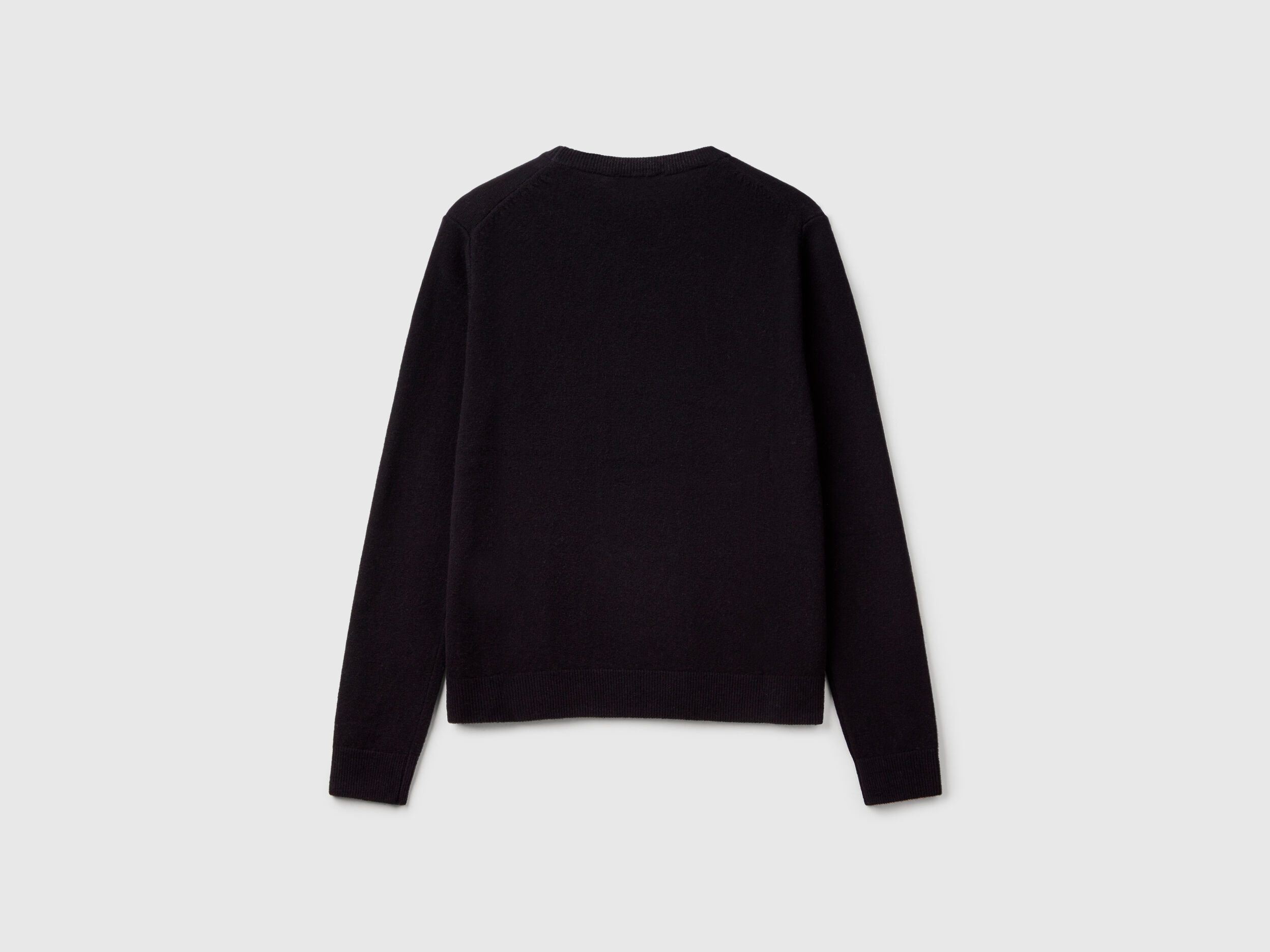 Black crew neck sweater in Merino wool - Black | Benetton