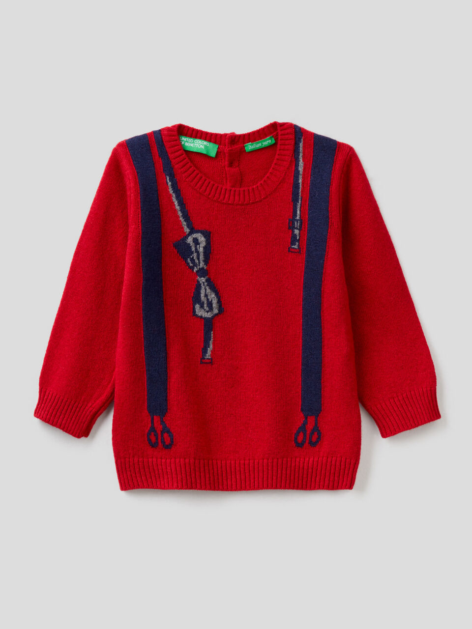 Wool blend sweater with bow tie inlay image number 1
