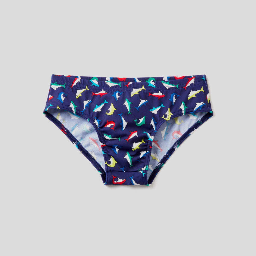Shark patterned swim bottoms