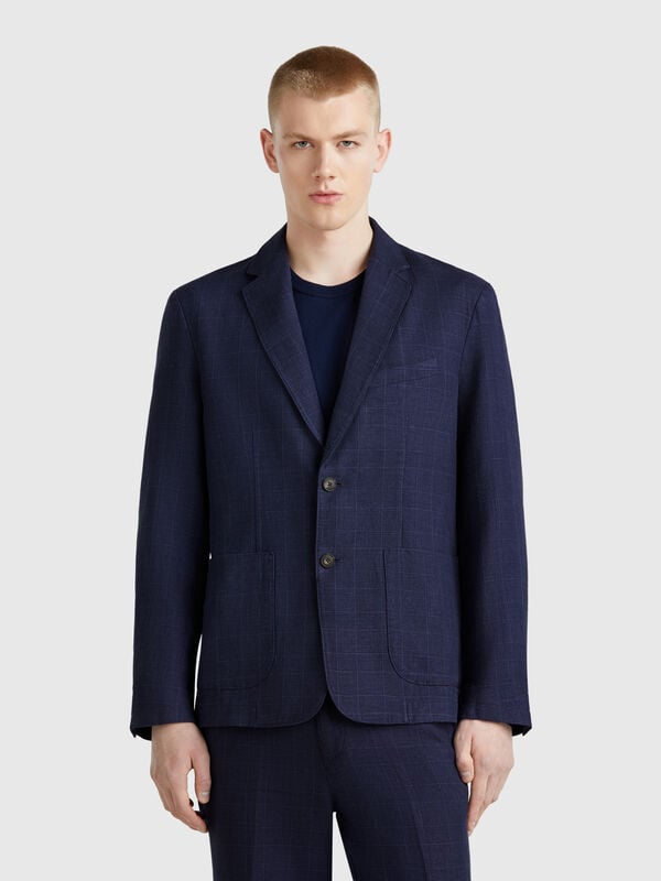 Americana mezcla de lino a rayas Hombre
