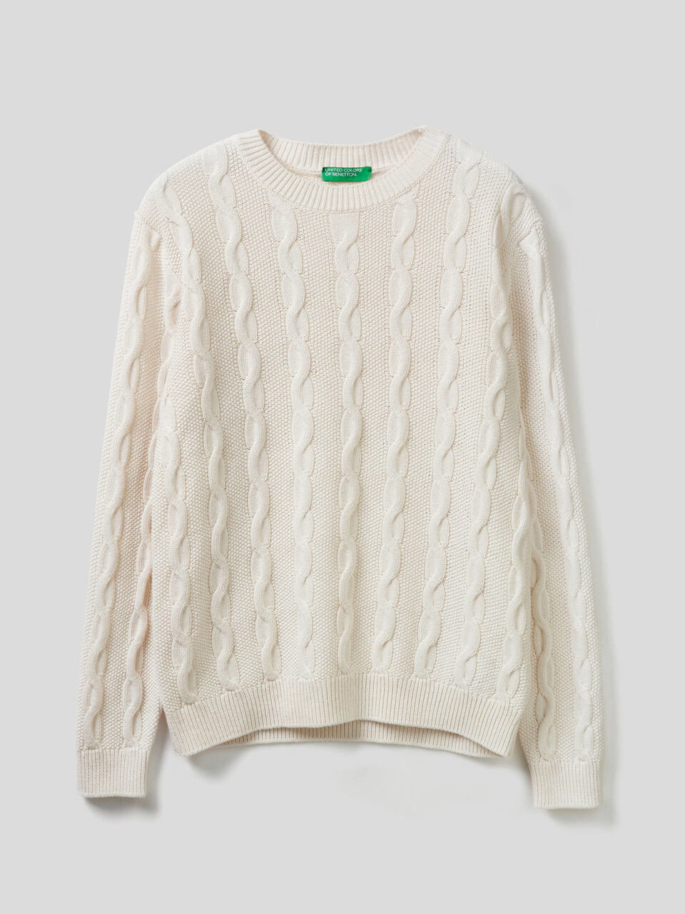 Crew neck cable knit sweater Men image number 1