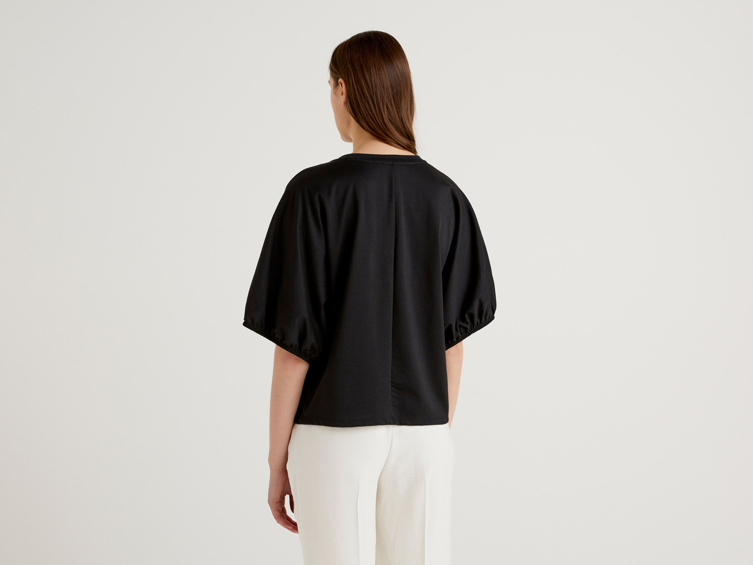 Kimono sleeve t shirt Black Benetton