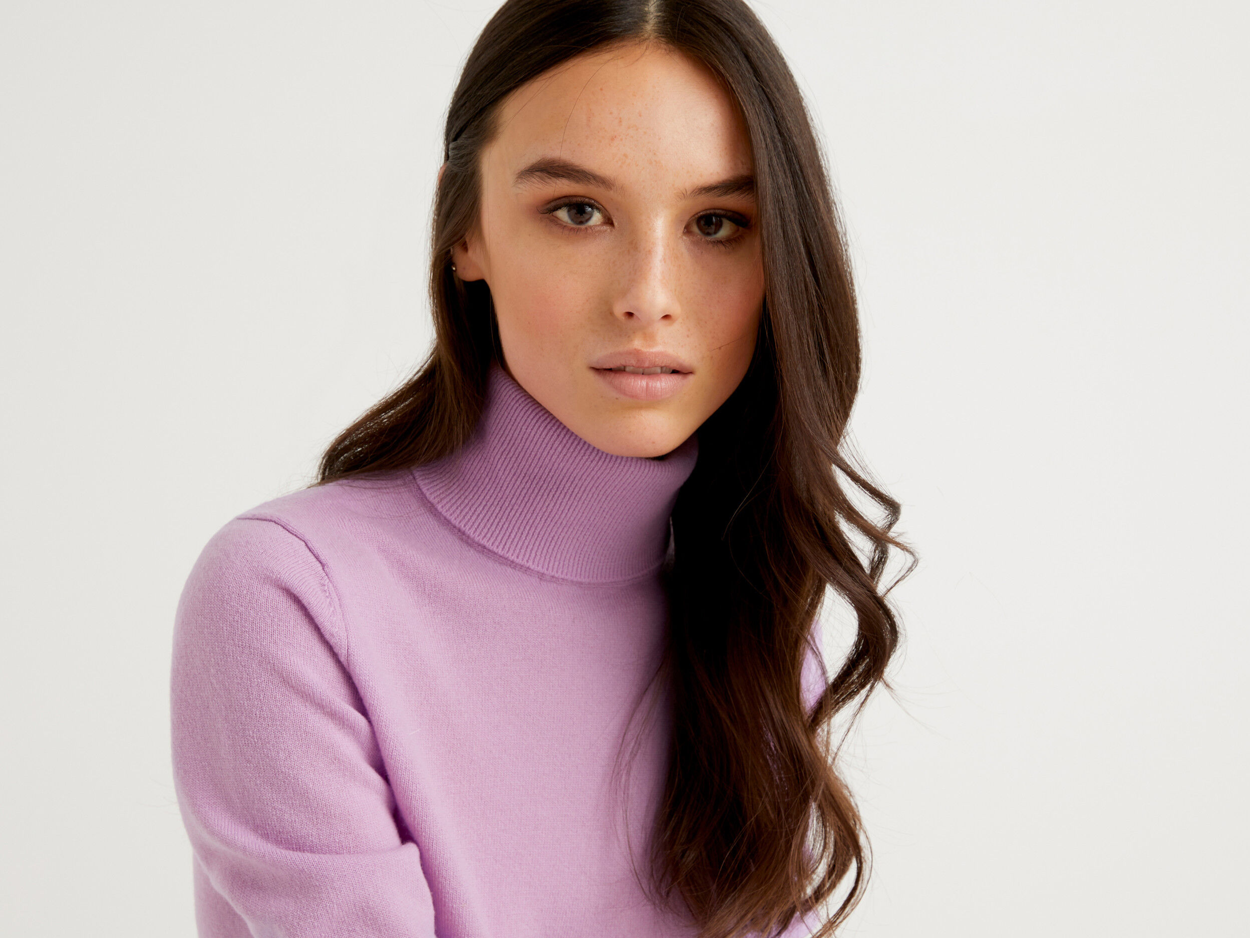 Lilac turtleneck sweater in pure Merino wool Lilac Benetton