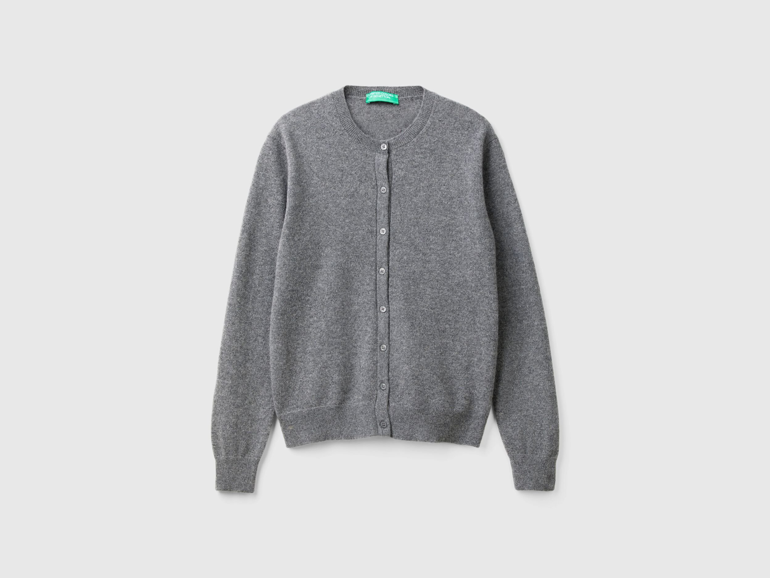 Dark gray cardigan in pure cashmere Dark Gray Benetton