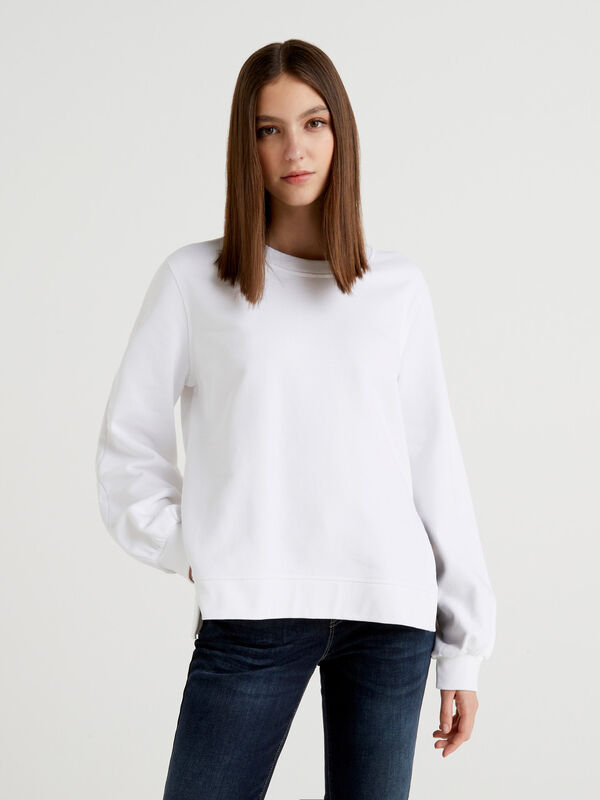 Cotton sweatshirt with puff sleeves Women