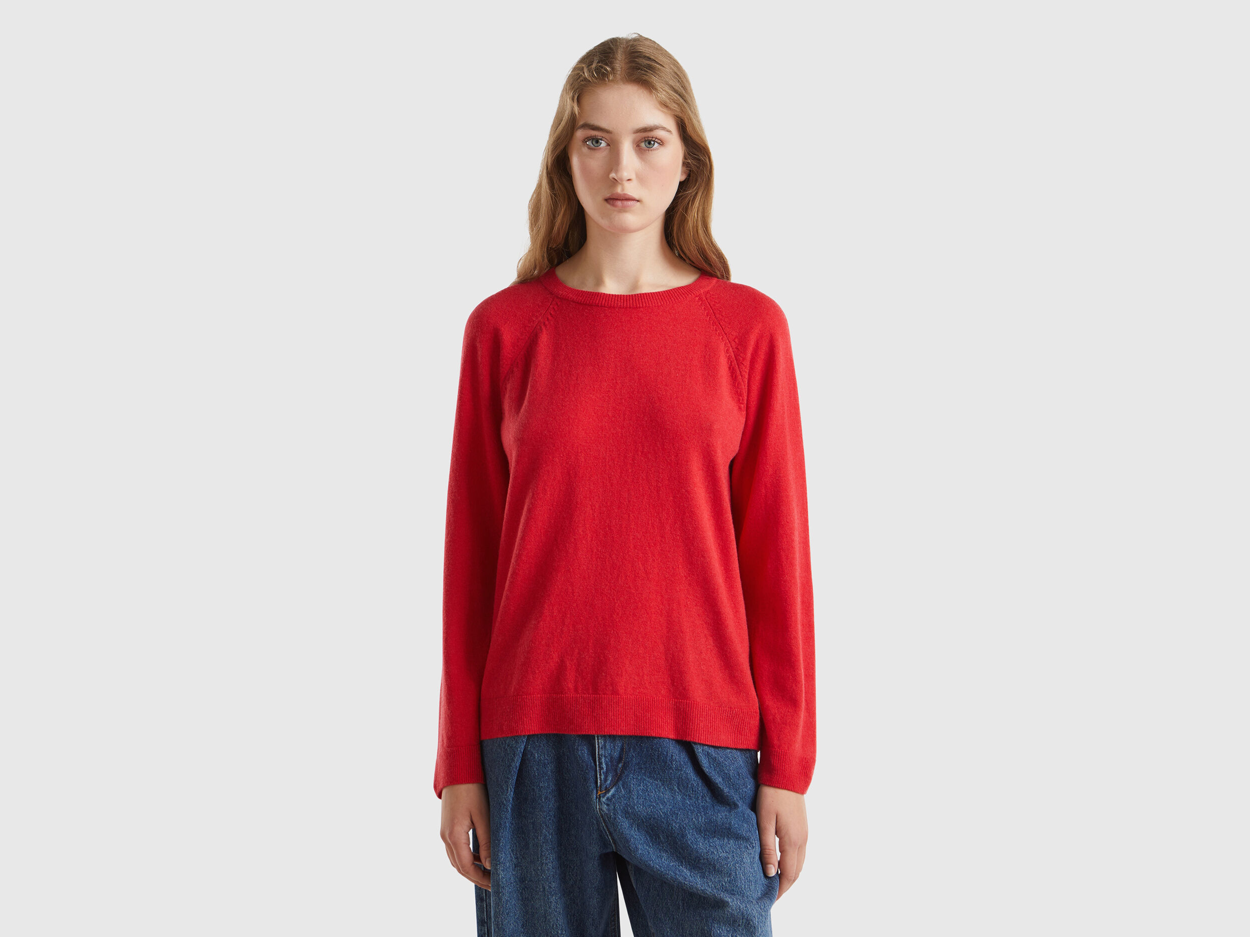 Red crew neck sweater women's on sale