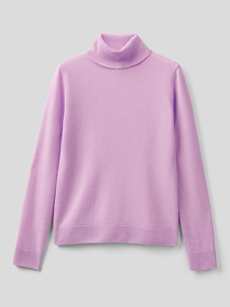 Lilac turtleneck sweater in pure Merino wool - Lilac