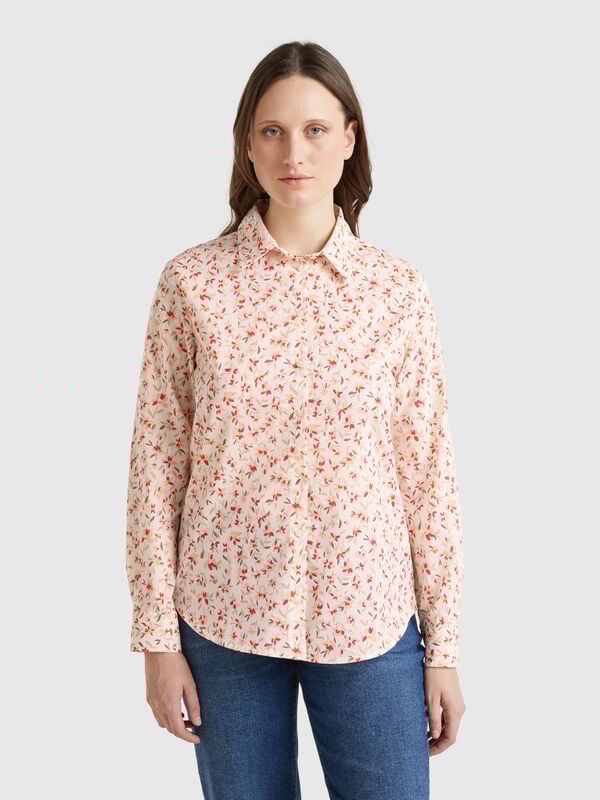 Camisa rosa de flores Mujer