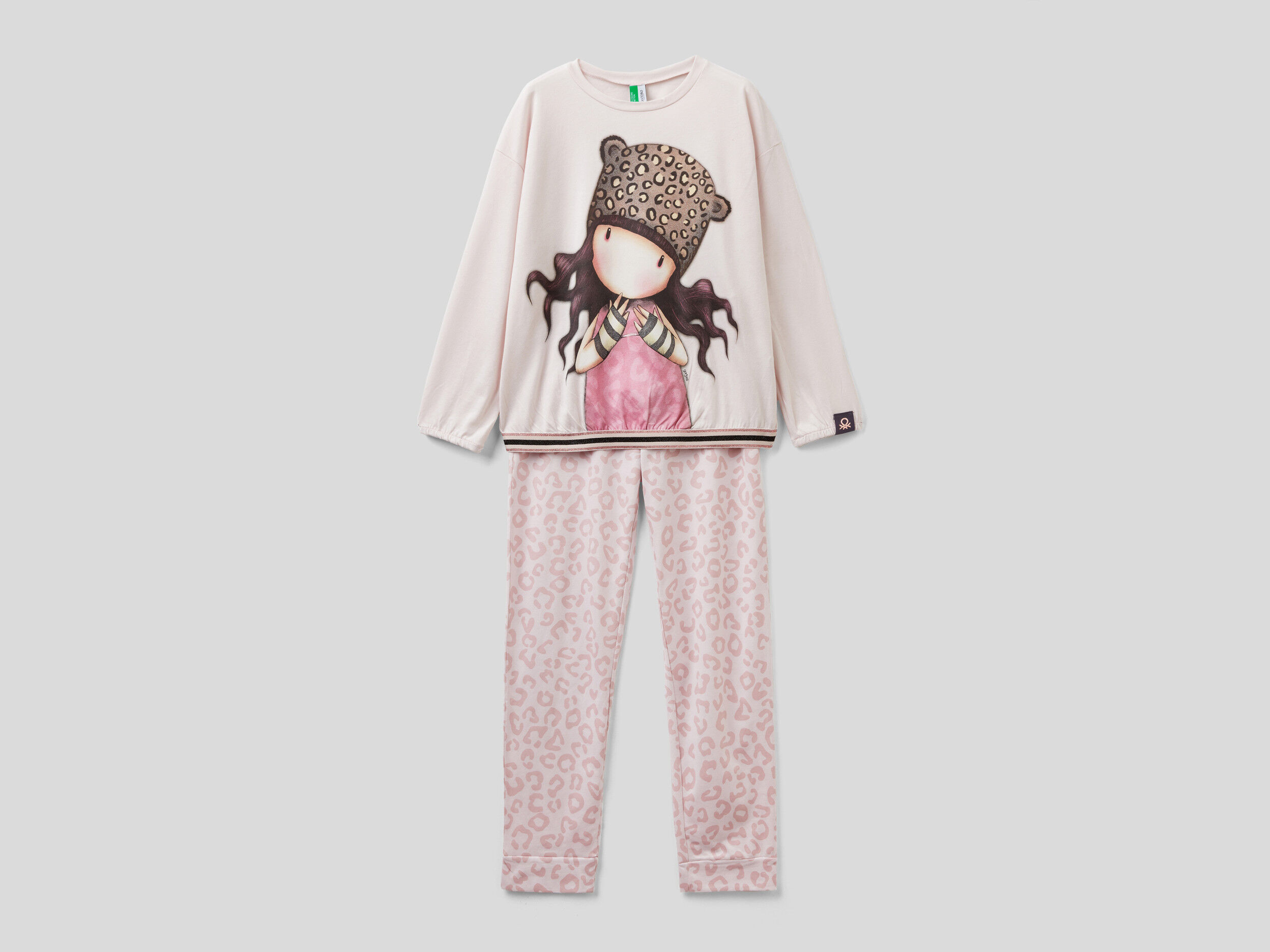 Gorjuss pyjamas in warm cotton and viscose Soft Pink Benetton